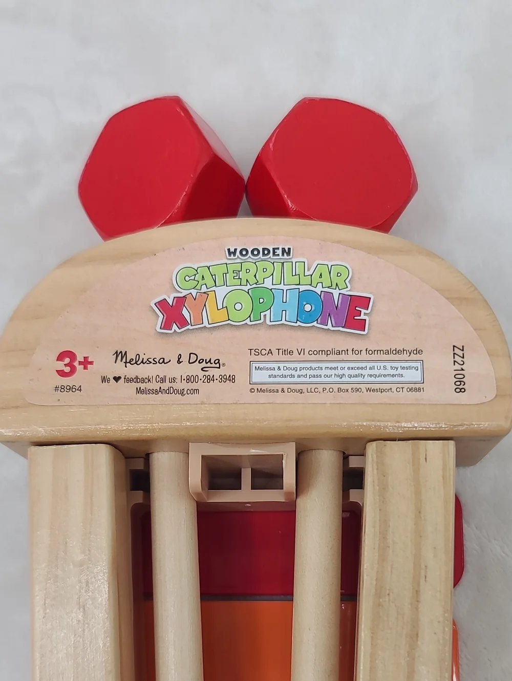 Melissa & Doug Caterpillar Xylophone Musical Toy w/ Wooden Mallets Rainbow Multi